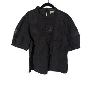 Universal Thread Gray Lattice Boho Short Sleeve Top Size XL